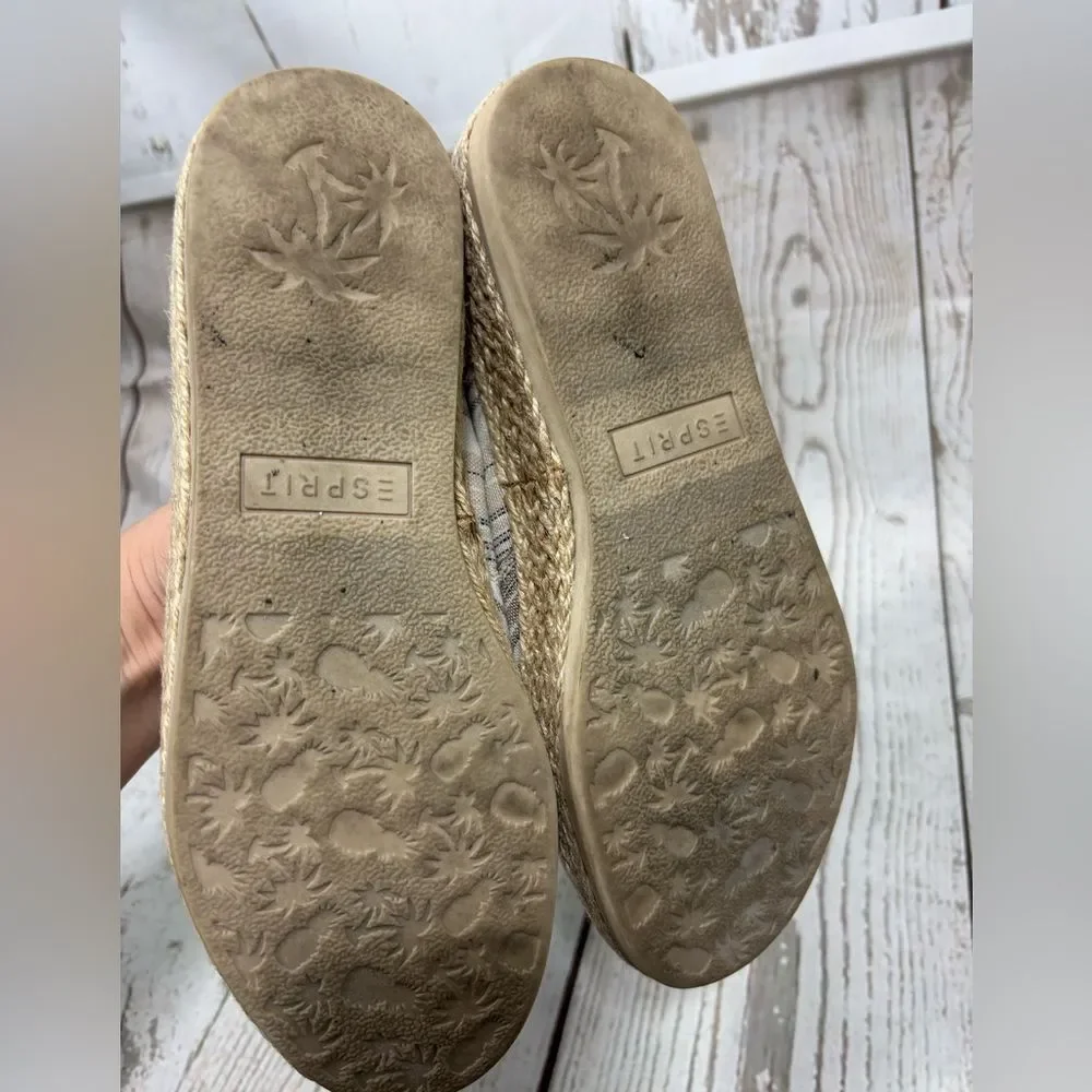 Espirit Women's Noella Espadrille Slip On Taupe Canvas Flats Size 6.5